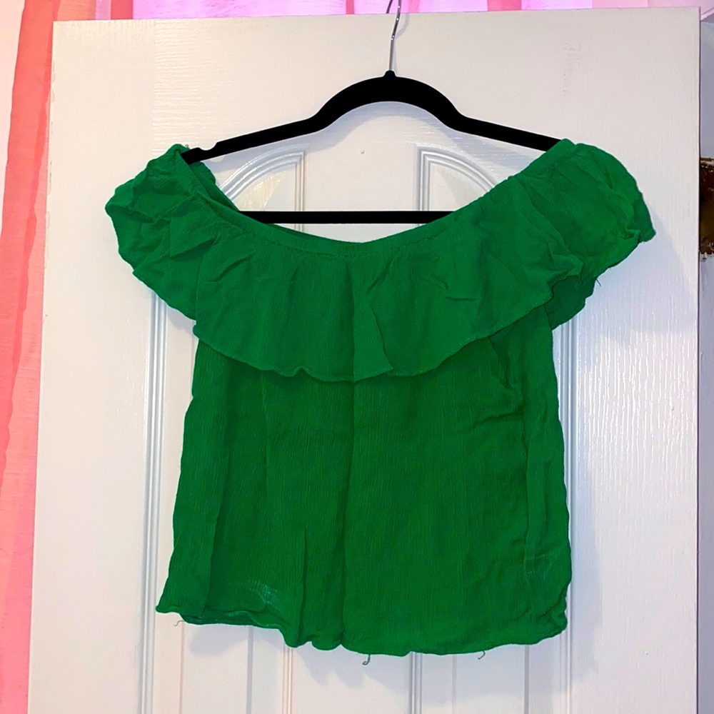 Green off the shoulder top